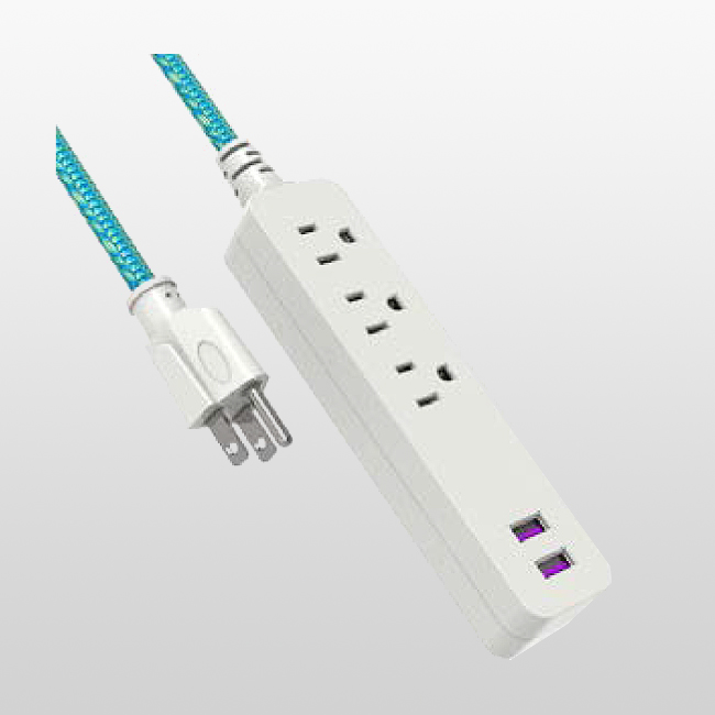 LA004A/LPU33+2U 3-Conductor 3-outlet Extension cord 5-15P125V~ With 2-USB
