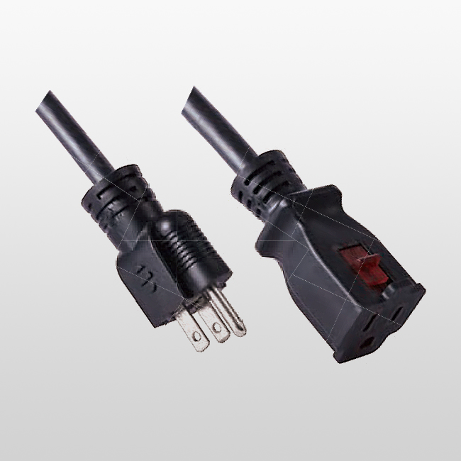 LA004H/LA005ZB 3-Conductor Single-outlet Extension cord with grounding locking 5-15 125V