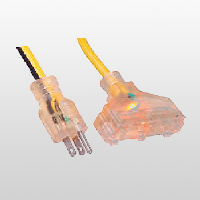LA004I/LA052E LA088A 3-Conductor 3-Outlet Extension Cords W/Light 5-15P 15A 125V~
