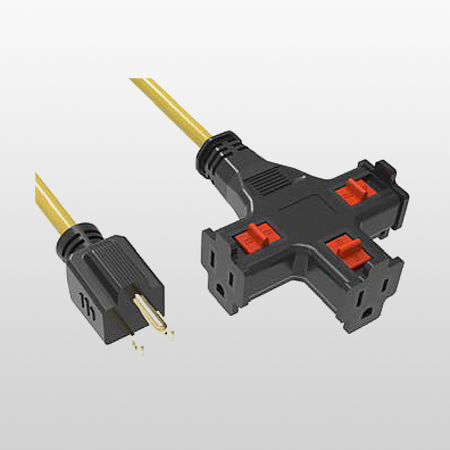 LA004K/LA520LC 3-Outlet 3-conductor cord set with grounding locking 5-15 125V
