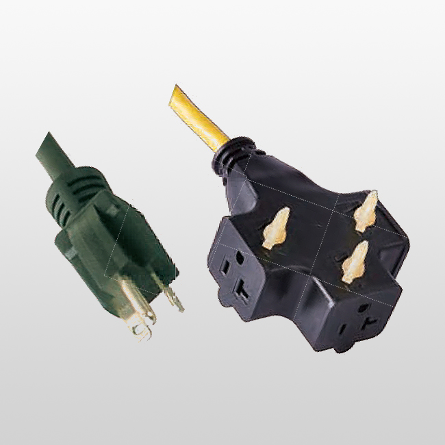 LA007E/LA520LA 3-Outlet 3-conductor cord set with grounding locking 5-20 125V