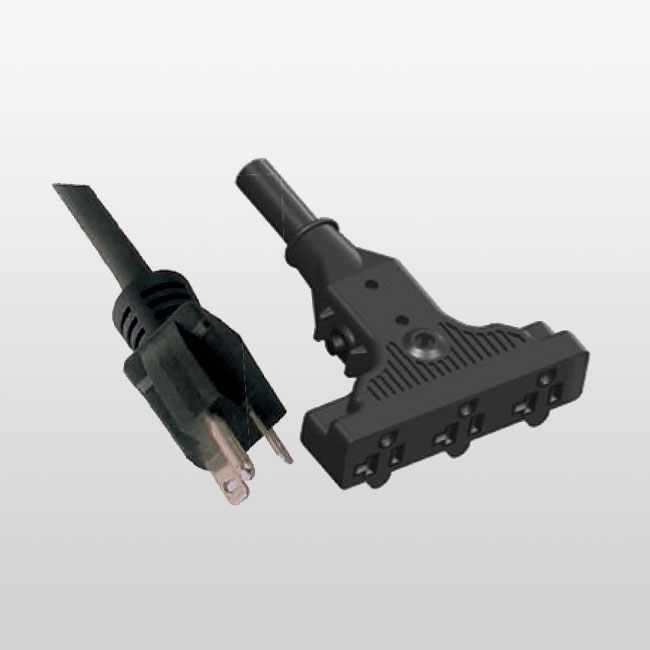 LA007E/LA520TC 3-Outlet 3-Conductor Cord Set with Overcurrent Protector 5-20
