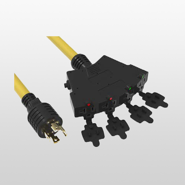 LA047B/LA052QC 4-Outlet 4-Conductor Cord Set with Overcurrent Protector 5-20