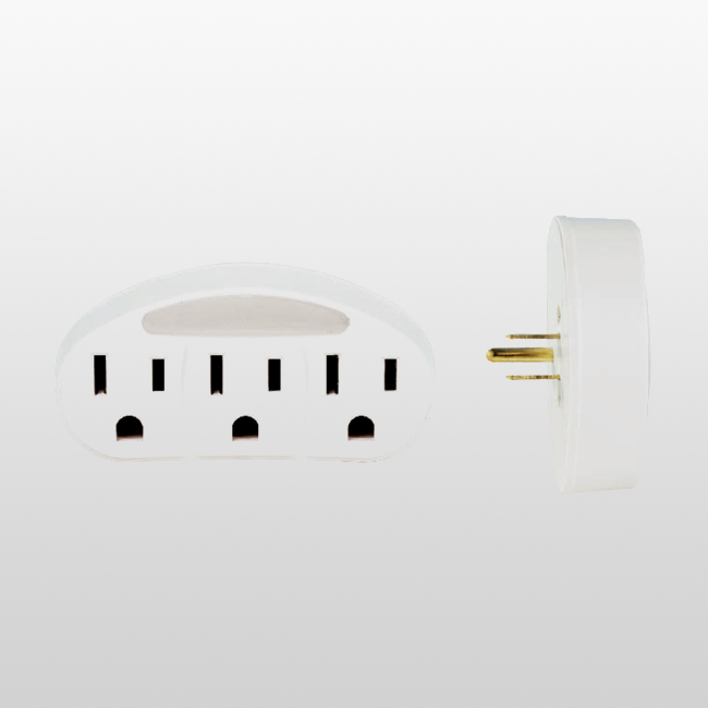 LCU03C 3-Outlet Adaptor with Auto Night Light RV Adapter