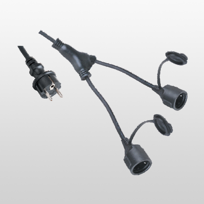 Y-LA03ZD with 2 ways socket-outlets with shutters , Y-Splitter.(Min 1.4m for cord length)